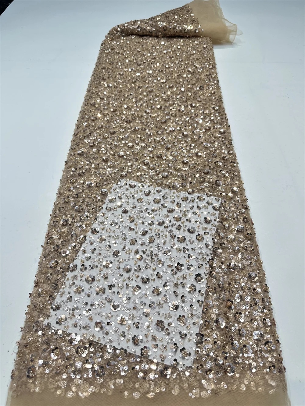 African Lace Fabric 2026 Gold  - Glitter Tablecloth 评论和价格